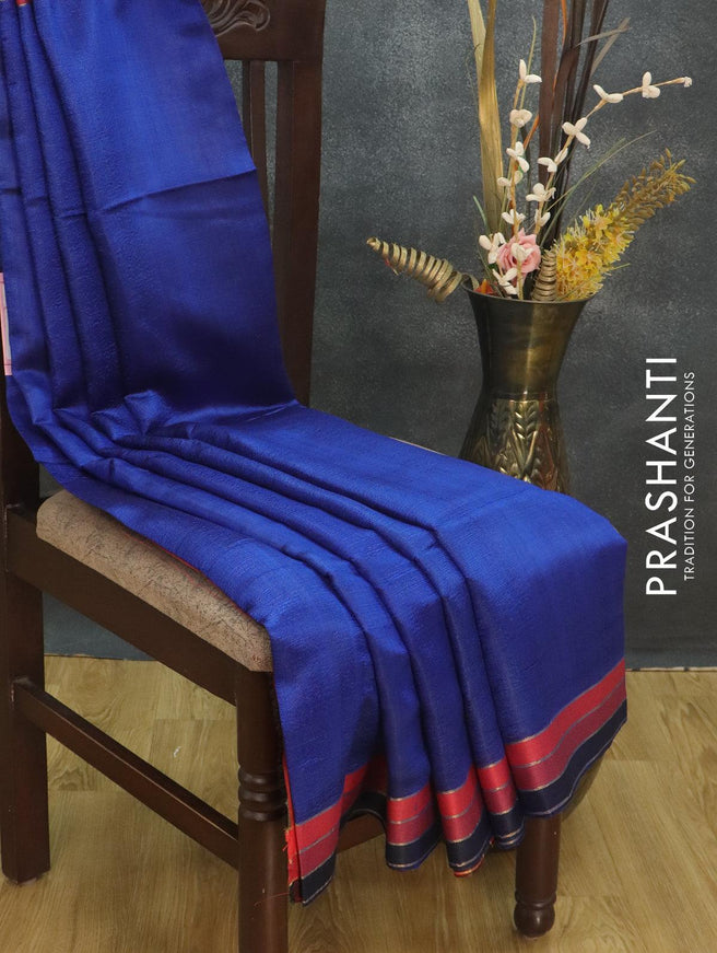 Dupion silk saree blue and multi colour with plain body and simple border - {{ collection.title }} by Prashanti Sarees