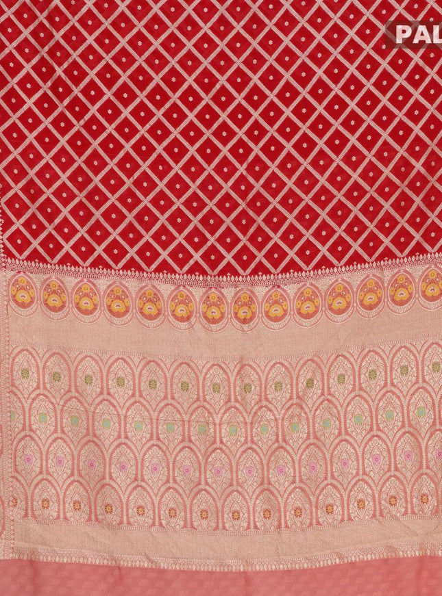 Exclusive banarasi paithani georgette saree red with allover zari weaves and zari woven paithani border - {{ collection.title }} by Prashanti Sarees