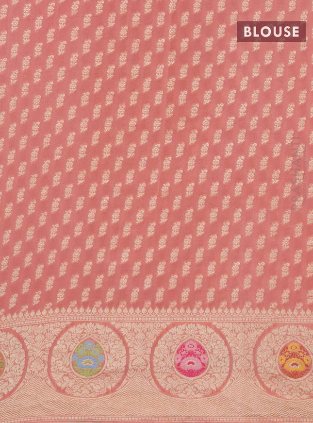 Exclusive banarasi paithani georgette saree red with allover zari weaves and zari woven paithani border - {{ collection.title }} by Prashanti Sarees