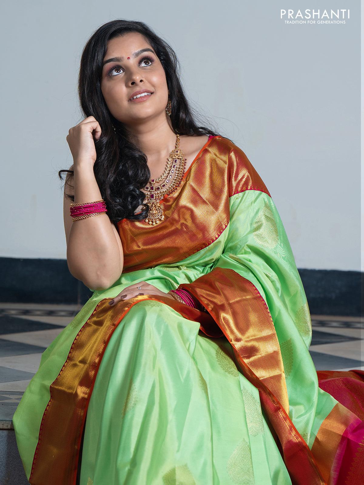 Pure Kanjivaram Silk Saree at best price in Chennai by Mohan Textile | ID:  20819544688