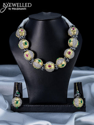 Jaipur beaded necklace with kemp and cz stones