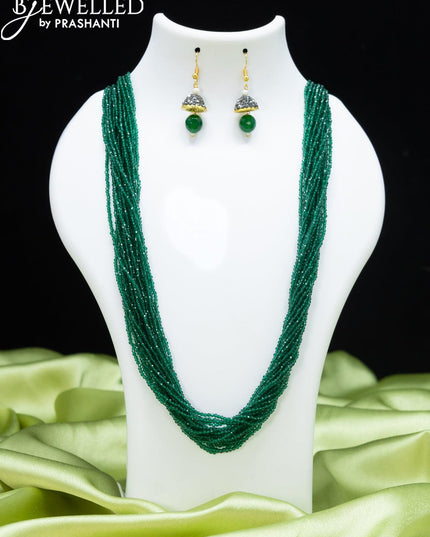 Jaipur multilayer beaded green necklace - {{ collection.title }} by Prashanti Sarees
