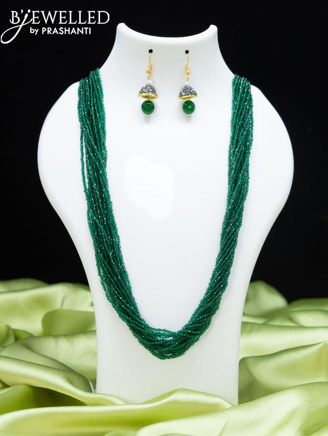 Jaipur multilayer beaded green necklace - {{ collection.title }} by Prashanti Sarees