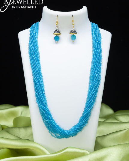 Jaipur multilayer beaded light blue necklace - {{ collection.title }} by Prashanti Sarees