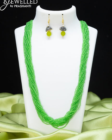 Jaipur multilayer beaded light green necklace - {{ collection.title }} by Prashanti Sarees