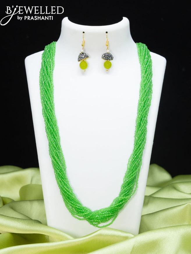 Jaipur multilayer beaded light green necklace - {{ collection.title }} by Prashanti Sarees
