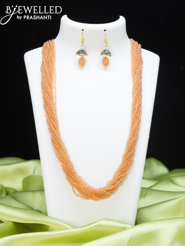 Jaipur multilayer beaded peach orange necklace - {{ collection.title }} by Prashanti Sarees