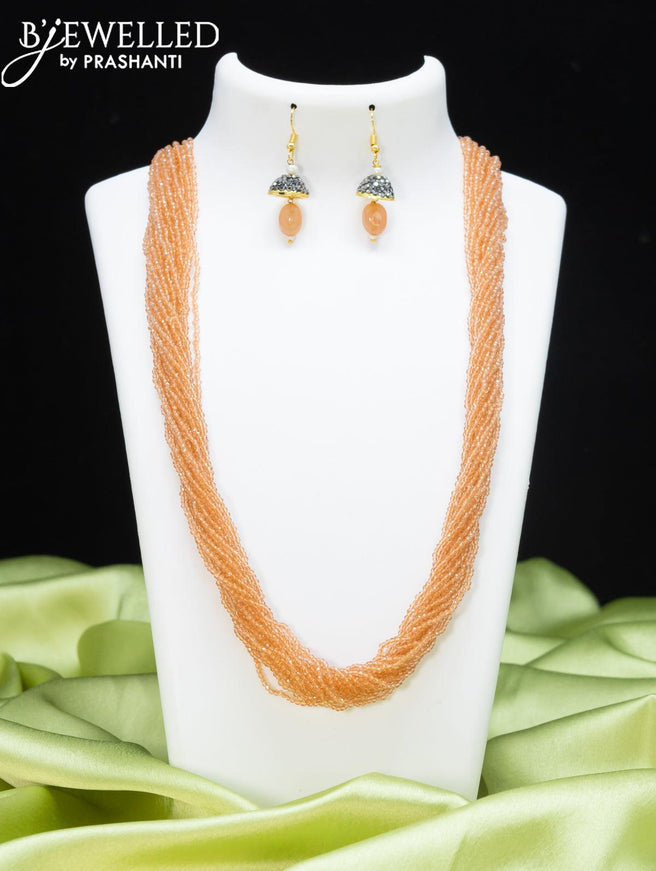 Jaipur multilayer beaded peach orange necklace - {{ collection.title }} by Prashanti Sarees