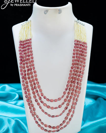 Jaipur multilayer wine shade beaded necklace - {{ collection.title }} by Prashanti Sarees