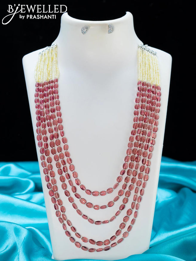 Jaipur multilayer wine shade beaded necklace - {{ collection.title }} by Prashanti Sarees