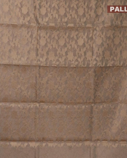 Kota tissue saree beige with allover zari weaves and zari woven border - {{ collection.title }} by Prashanti Sarees