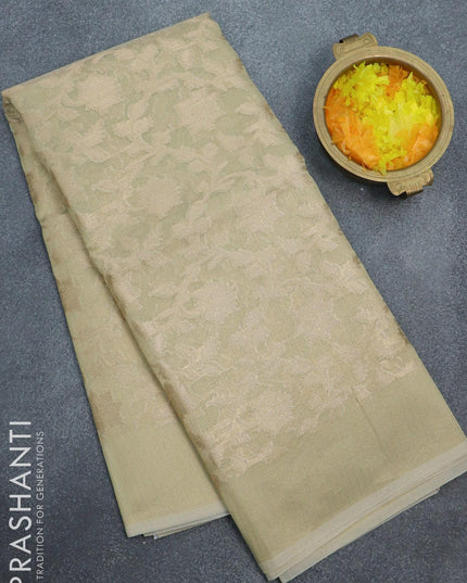 Kota tissue saree cream with allover zari weaves and zari woven border - {{ collection.title }} by Prashanti Sarees