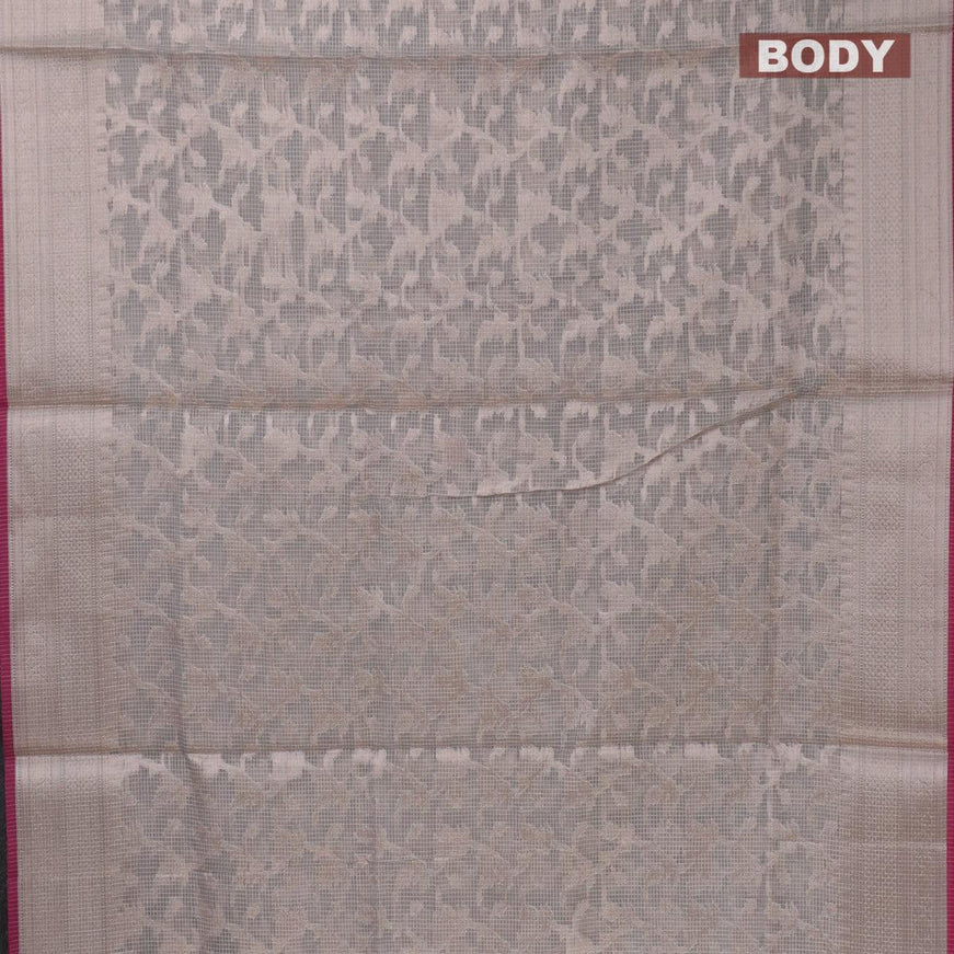 Kota tissue saree grey and pink with allover floral zari weaves and zari woven border - {{ collection.title }} by Prashanti Sarees