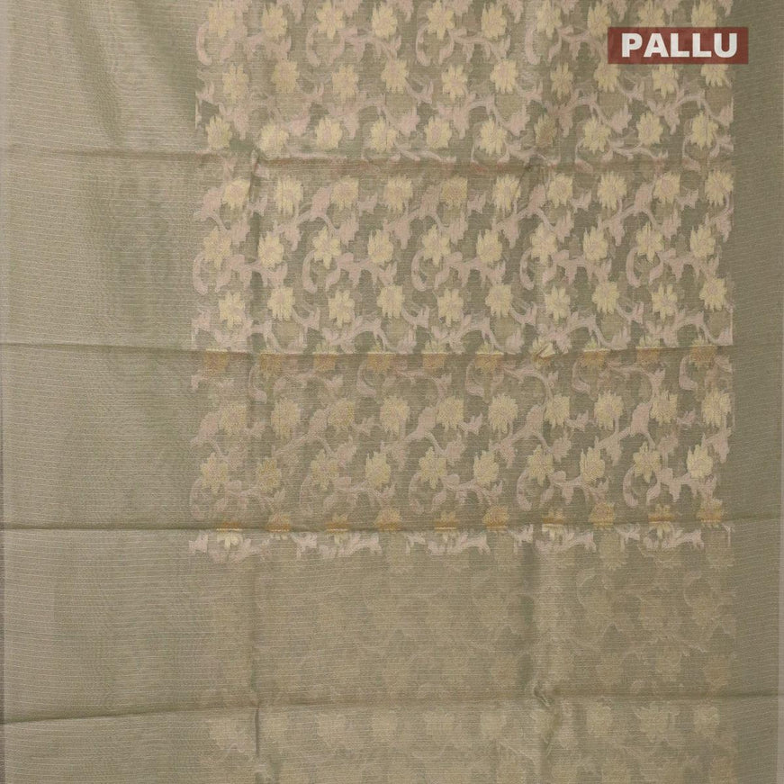 Kota tissue saree light green with allover zari weaves and zari woven border - {{ collection.title }} by Prashanti Sarees