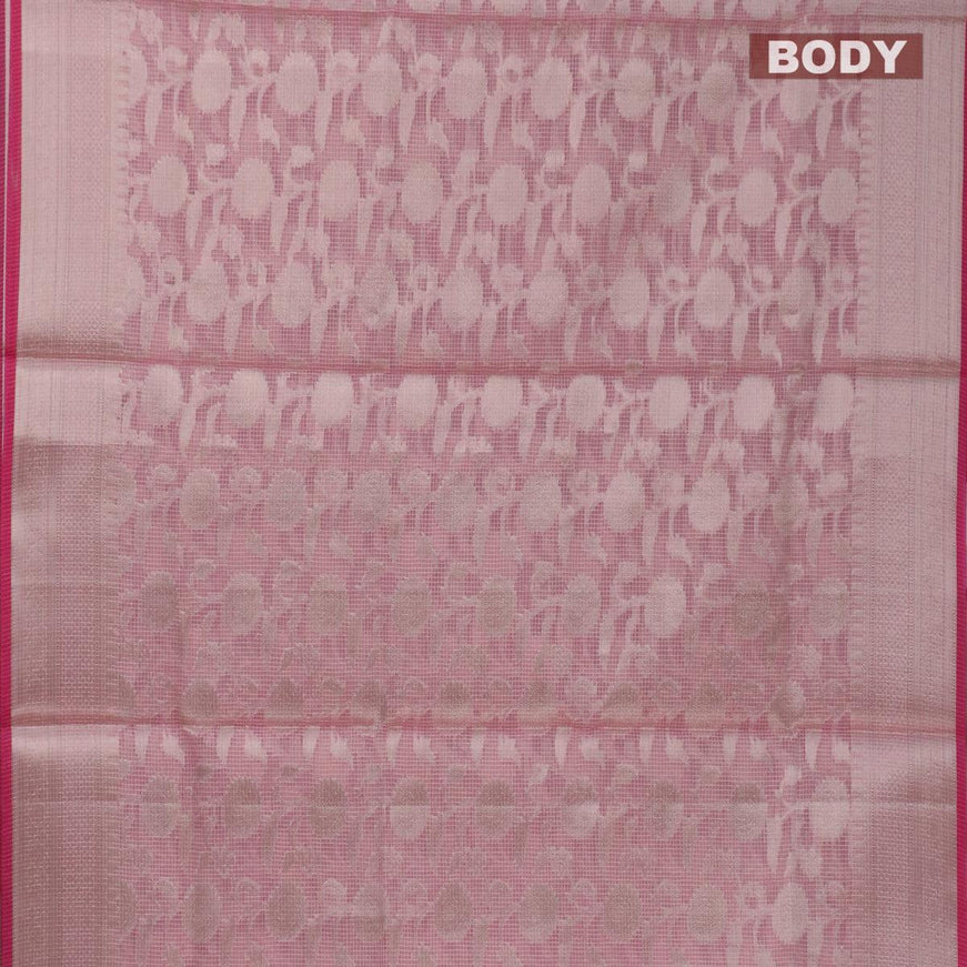Kota tissue saree light pink with allover floral zari weaves and zari woven border - {{ collection.title }} by Prashanti Sarees