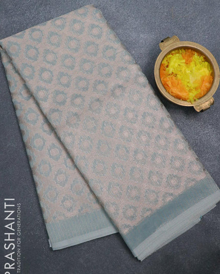 Kota tissue saree pastel blue with allover zari weaves and zari woven border - {{ collection.title }} by Prashanti Sarees
