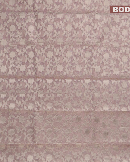 Kota tissue saree pastel pink with allover zari weaves and zari woven border - {{ collection.title }} by Prashanti Sarees