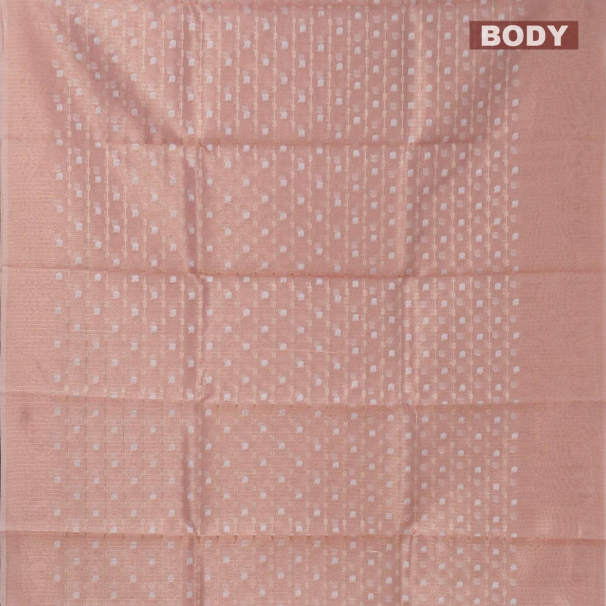 Kota tissue saree peach pink shade with allover zari weaves and zari woven border - {{ collection.title }} by Prashanti Sarees