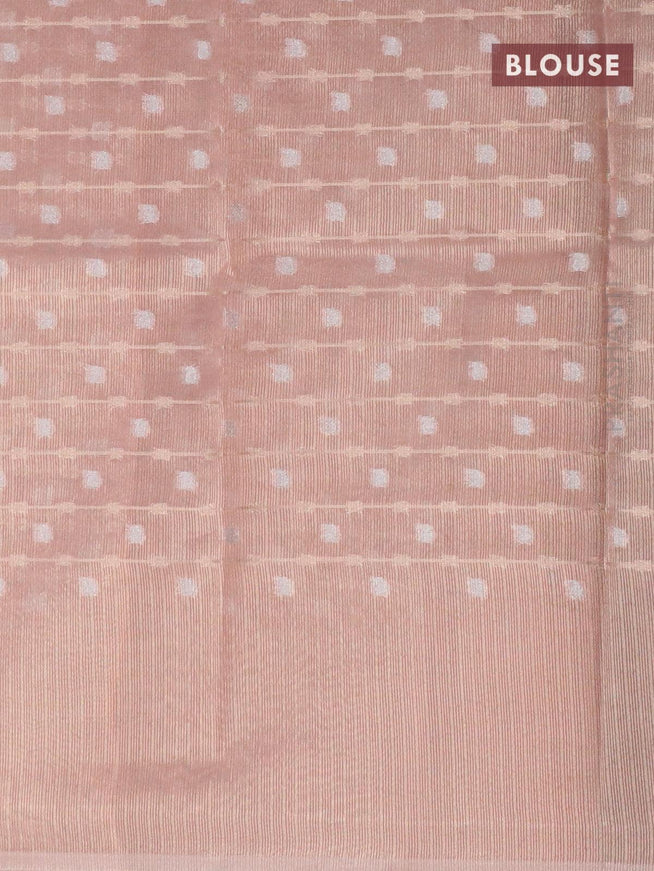 Kota tissue saree peach pink shade with allover zari weaves and zari woven border - {{ collection.title }} by Prashanti Sarees