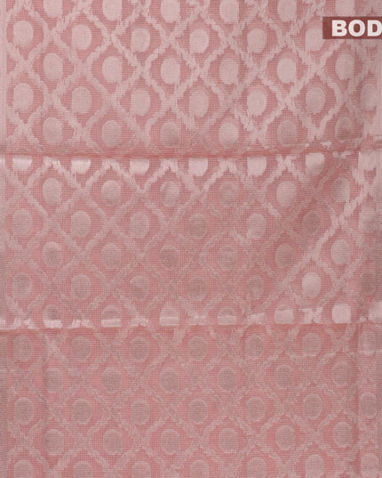 Kota tissue saree peach pink with allover floral zari weaves and zari woven border - {{ collection.title }} by Prashanti Sarees