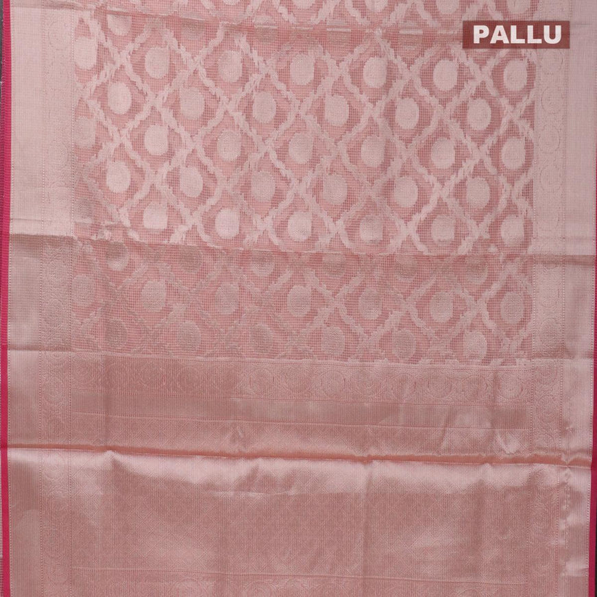 Kota tissue saree peach pink with allover floral zari weaves and zari woven border - {{ collection.title }} by Prashanti Sarees