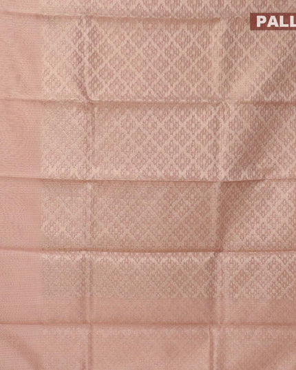 Kota tissue saree peach pink with allover zari weaves and zari woven border - {{ collection.title }} by Prashanti Sarees