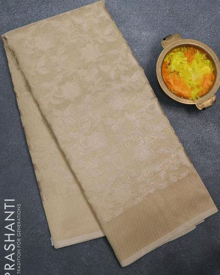 Kota tissue saree sandal with allover zari weaves and zari woven border - {{ collection.title }} by Prashanti Sarees
