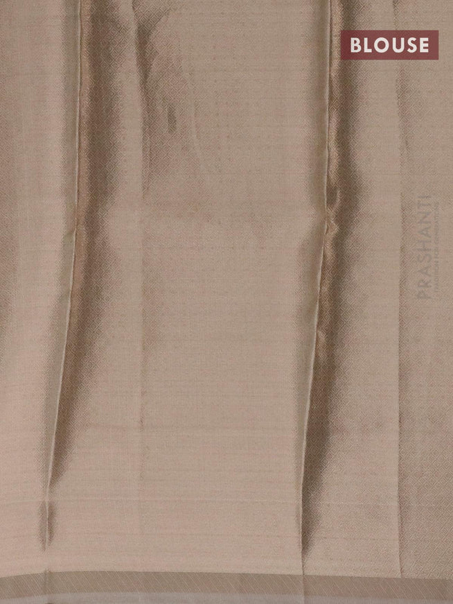 Kota tissue saree sandal with allover zari weaves and zari woven border - {{ collection.title }} by Prashanti Sarees