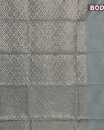 Kota tissue saree teal blue shade with allover zari weaves and zari woven border - {{ collection.title }} by Prashanti Sarees