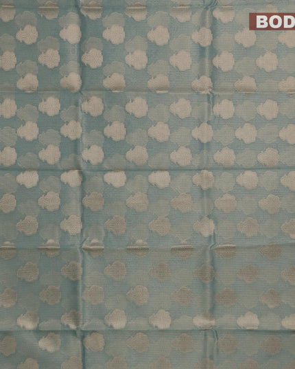 Kota tissue saree teal blue with zari woven buttas in borderless style - {{ collection.title }} by Prashanti Sarees