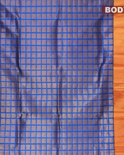 Kuppadam silk cotton saree indigo blue and red with allover zari woven geometric butta weaves and zari woven simple border - {{ collection.title }} by Prashanti Sarees