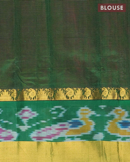 Kuppadam silk cotton saree pink and green with allover vairosi pattern & zari buttas and long zari woven ikat style border - {{ collection.title }} by Prashanti Sarees