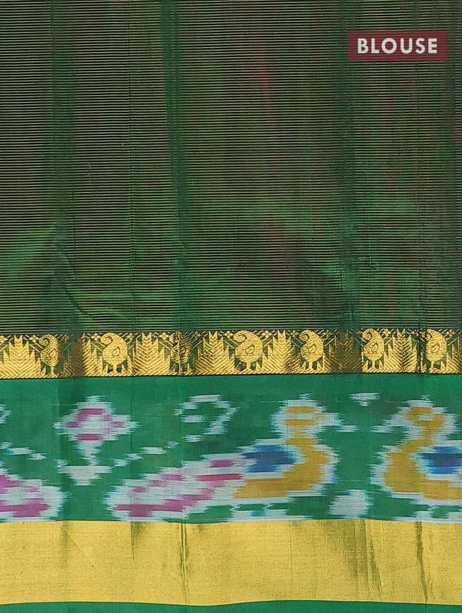 Kuppadam silk cotton saree pink and green with allover vairosi pattern & zari buttas and long zari woven ikat style border - {{ collection.title }} by Prashanti Sarees
