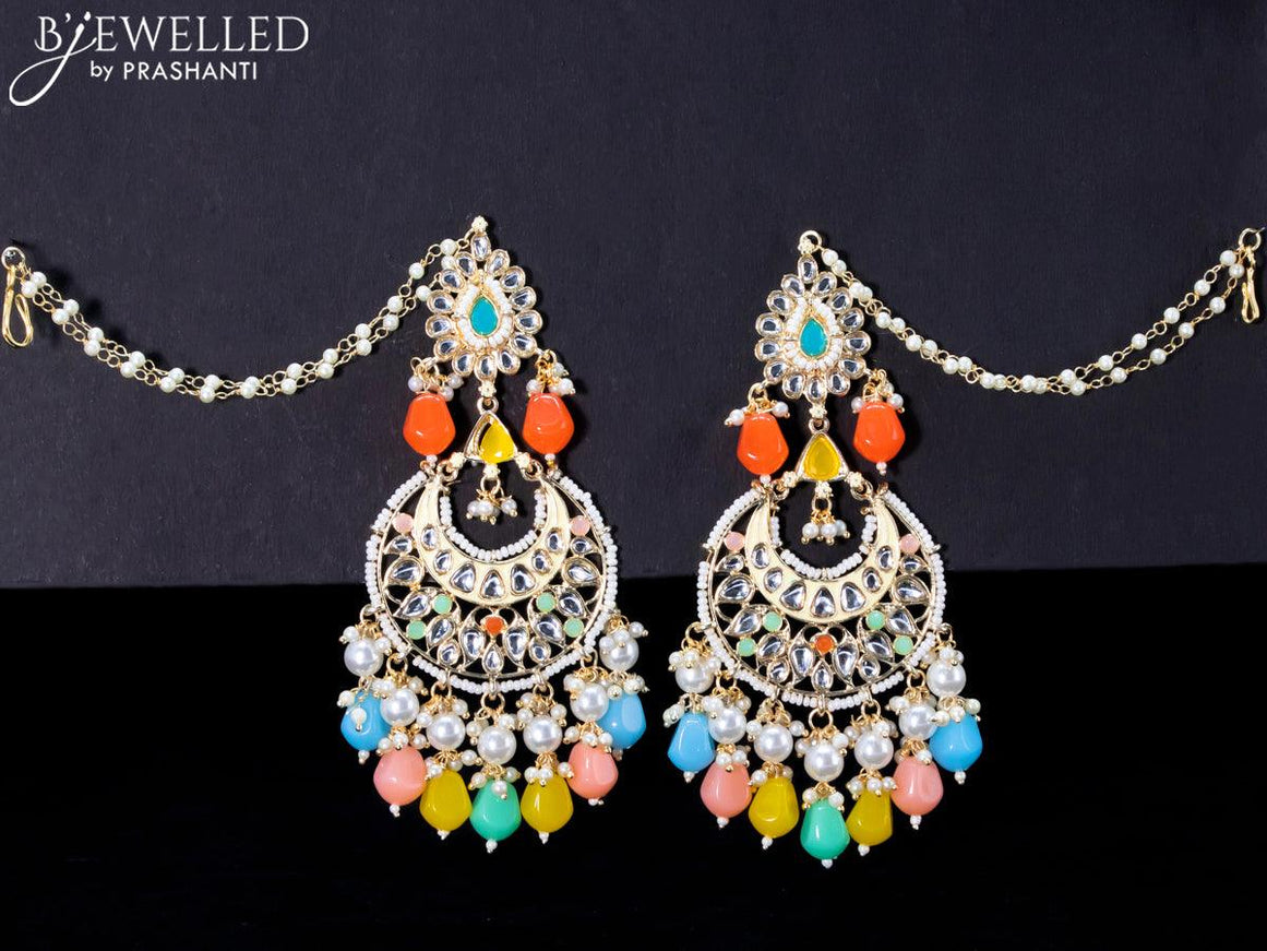 Light weight chandbali multicolour beads earrings with pearl maatal - {{ collection.title }} by Prashanti Sarees