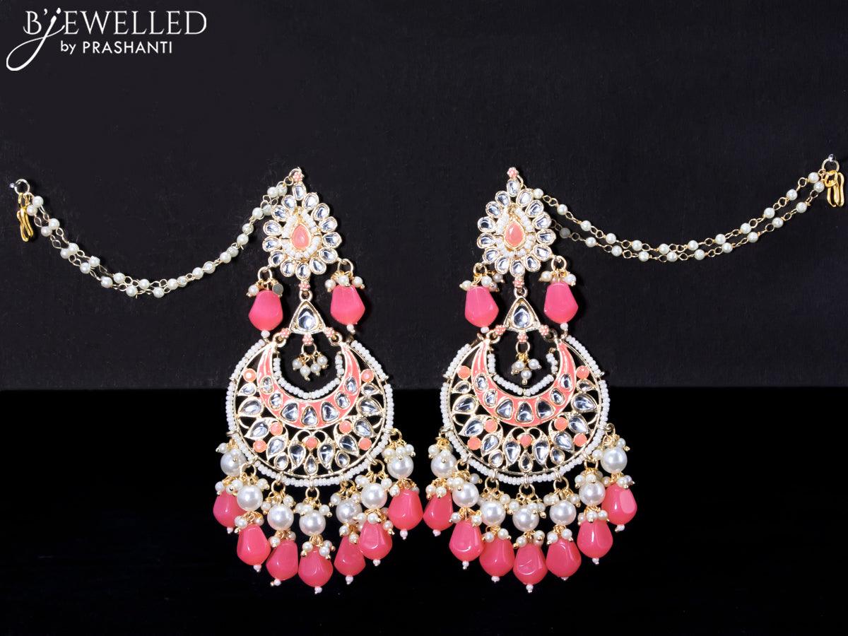 ZAVERI PEARLS Peach Stone & Dangling Beads Jhumki Earring & Ring Set For  Women-ZPFK14841 : Amazon.in: Jewellery