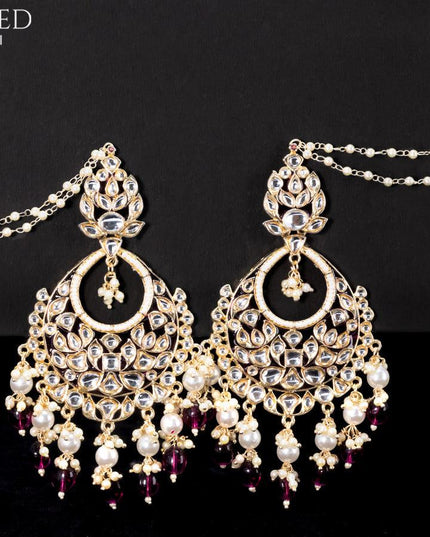 Light weight chandbali purple minakari earrings with pearl maatal - {{ collection.title }} by Prashanti Sarees