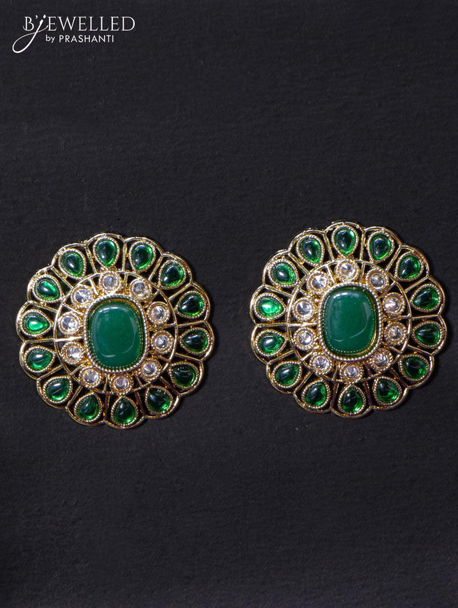 Light weight earrings with cz and emerald stone - {{ collection.title }} by Prashanti Sarees