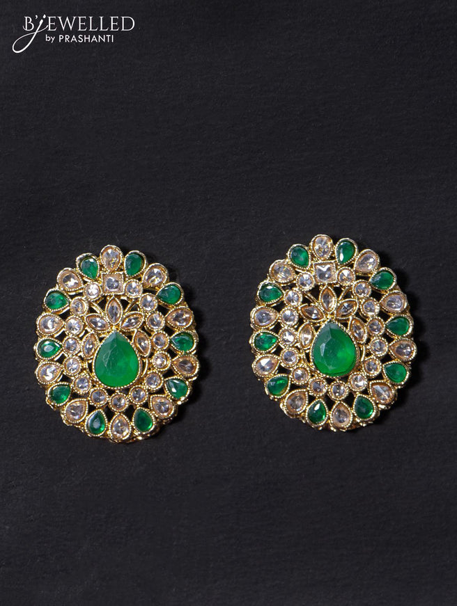 Light weight earrings with cz and emerald stone - {{ collection.title }} by Prashanti Sarees