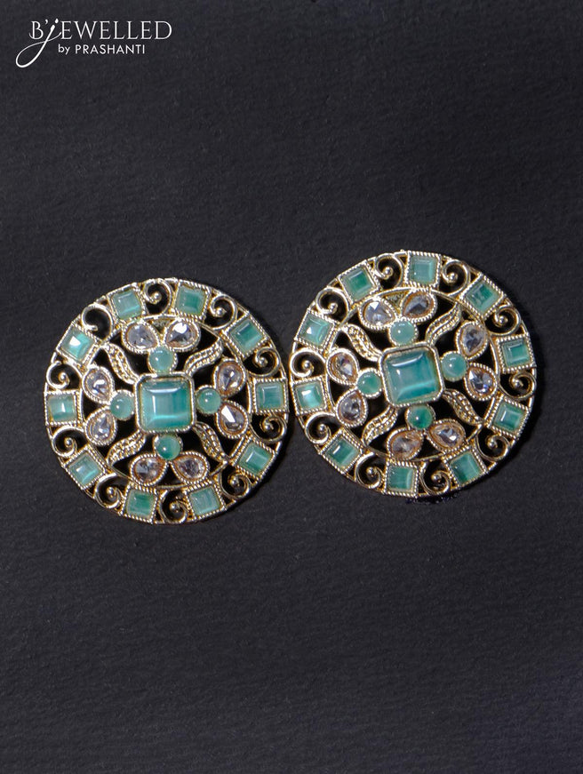 Light weight earrings with cz and light blue stone - {{ collection.title }} by Prashanti Sarees
