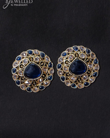 Light weight earrings with cz and sapphire stone - {{ collection.title }} by Prashanti Sarees