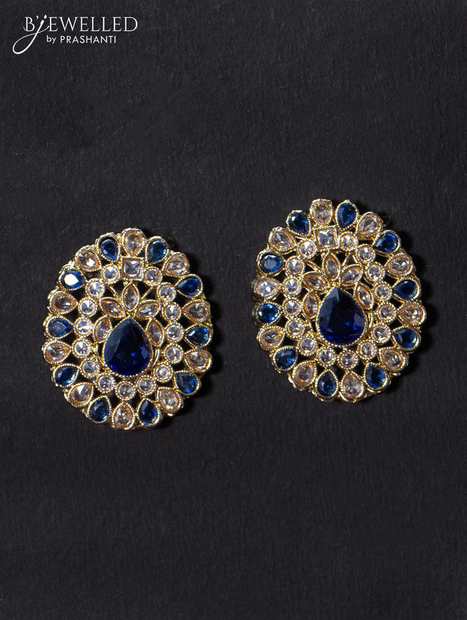 Light weight earrings with cz and sapphire stone - {{ collection.title }} by Prashanti Sarees