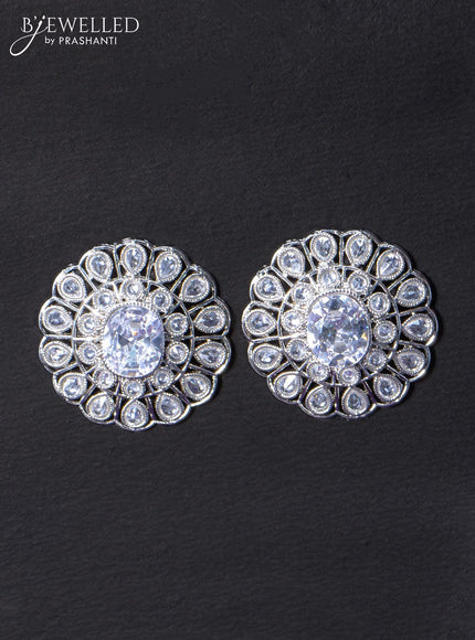 Light weight earrings with cz and white stone - {{ collection.title }} by Prashanti Sarees