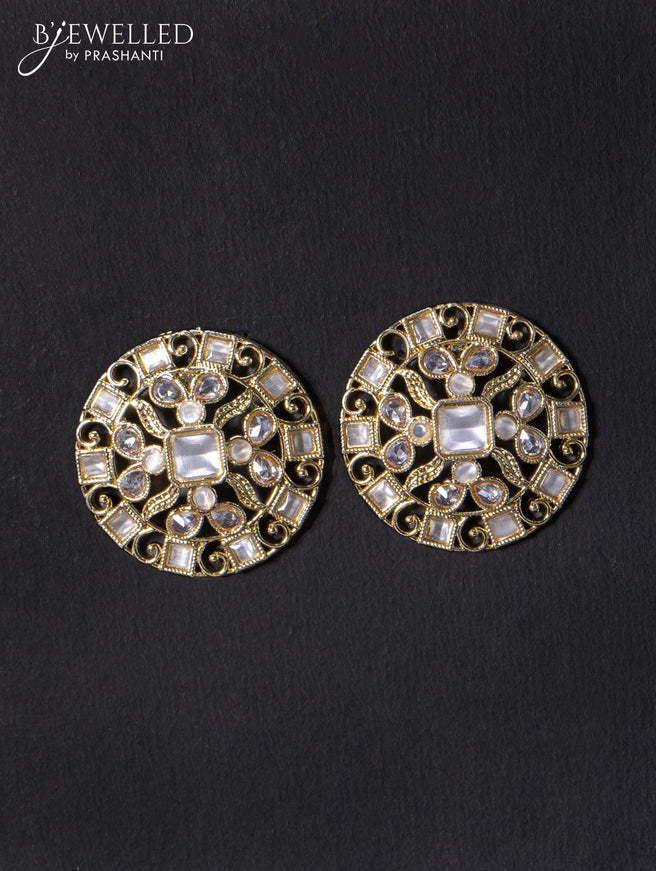 Light weight earrings with cz and white stone - {{ collection.title }} by Prashanti Sarees