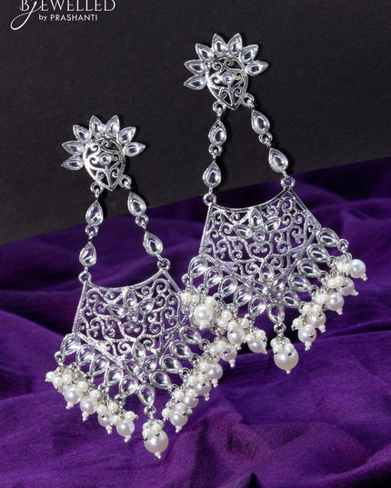 Light weight earrings with cz stone and pearl hangings - {{ collection.title }} by Prashanti Sarees