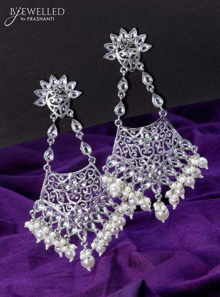 Light weight earrings with cz stone and pearl hangings - {{ collection.title }} by Prashanti Sarees