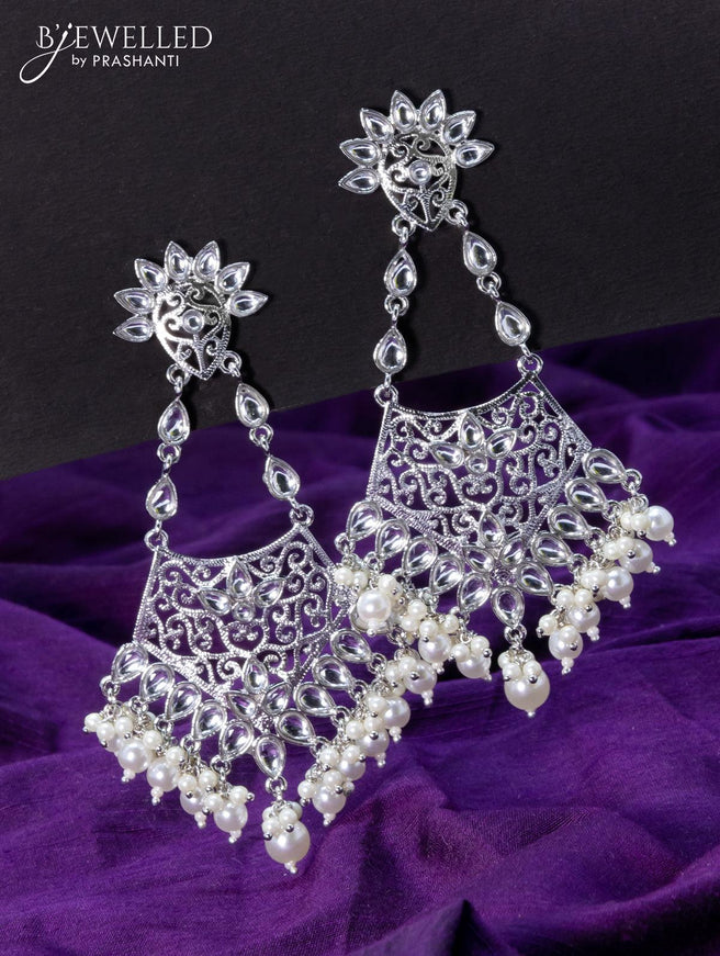 Light weight earrings with cz stone and pearl hangings - {{ collection.title }} by Prashanti Sarees