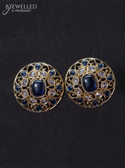 Light weight floral design earrings with cz and sapphire stone - {{ collection.title }} by Prashanti Sarees