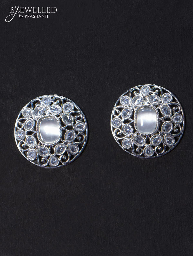 Light weight floral design earrings with cz stone - {{ collection.title }} by Prashanti Sarees