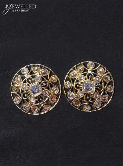 Light weight floral design earrings with white stone - {{ collection.title }} by Prashanti Sarees