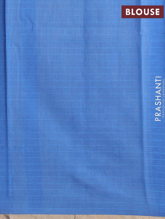 Maheshwari silk cotton saree blue with allover geometric prints and zari woven piping border - {{ collection.title }} by Prashanti Sarees
